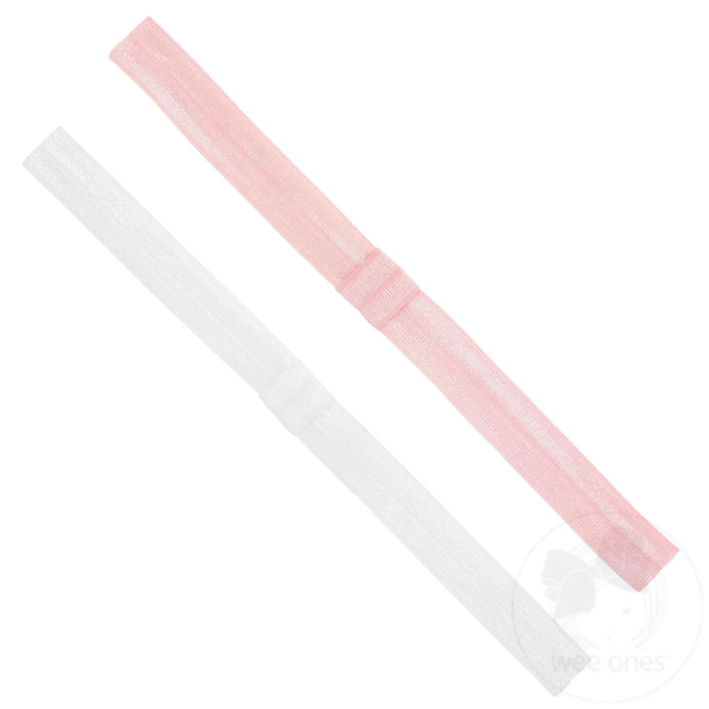 Lt Pink/White Elastic Headbands