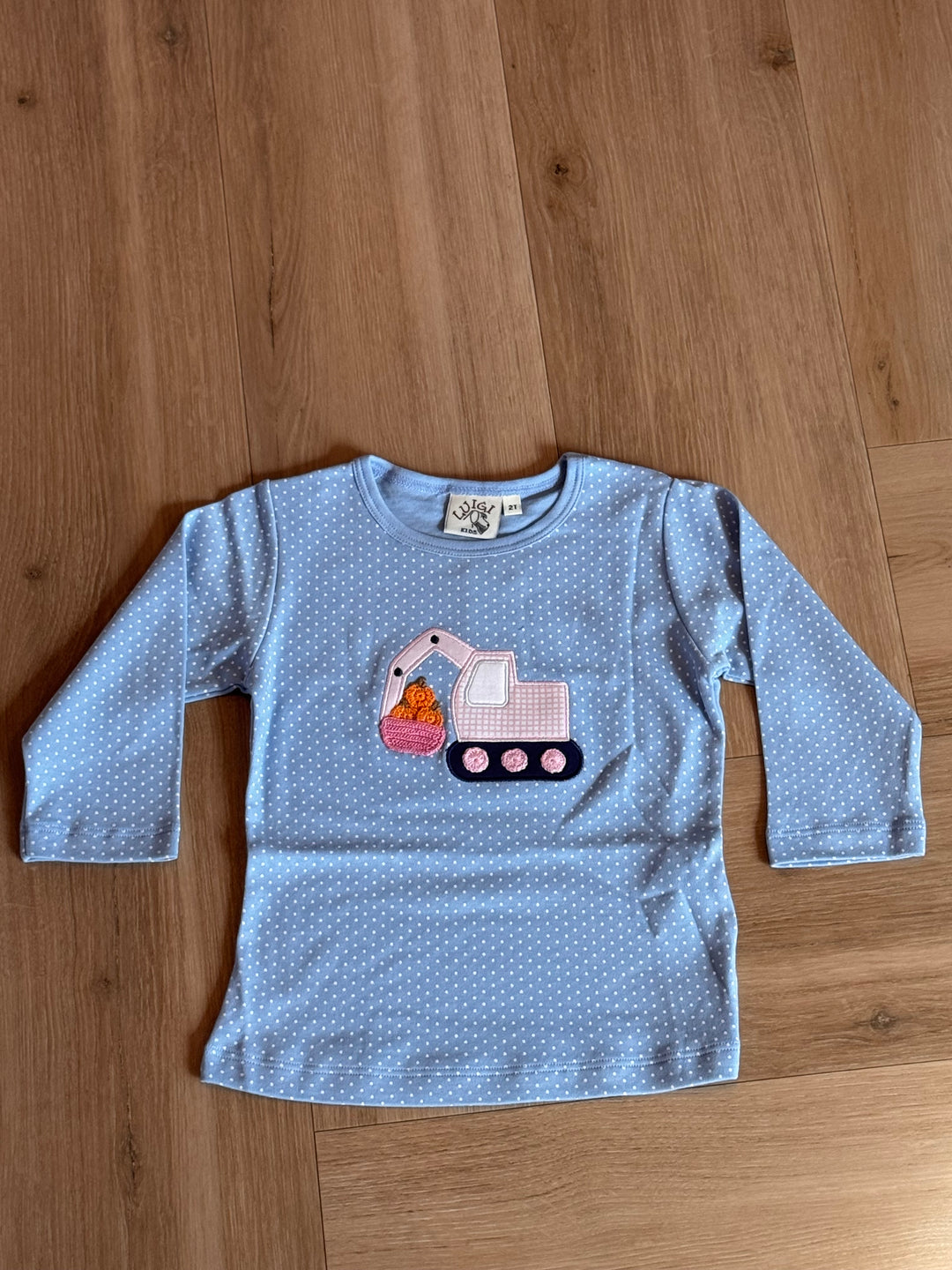 Excavator with Pumpkins Girls LS Tee