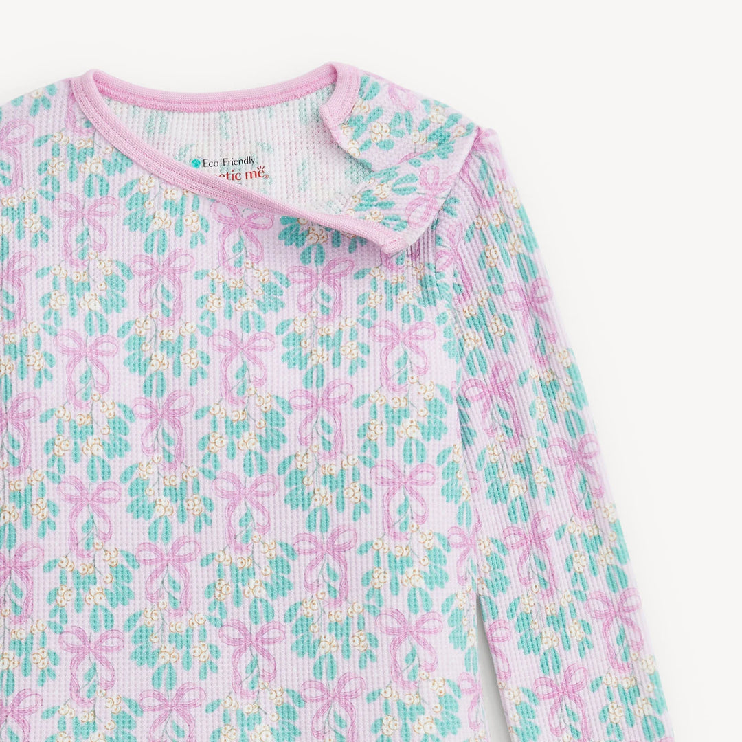 Mistle Bow Waffle LS PJ Set