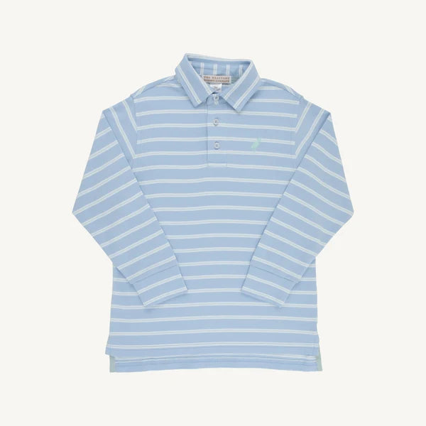Prim & Proper Polo LS-Sarasota Sky/WAW/Old Greenwich Green