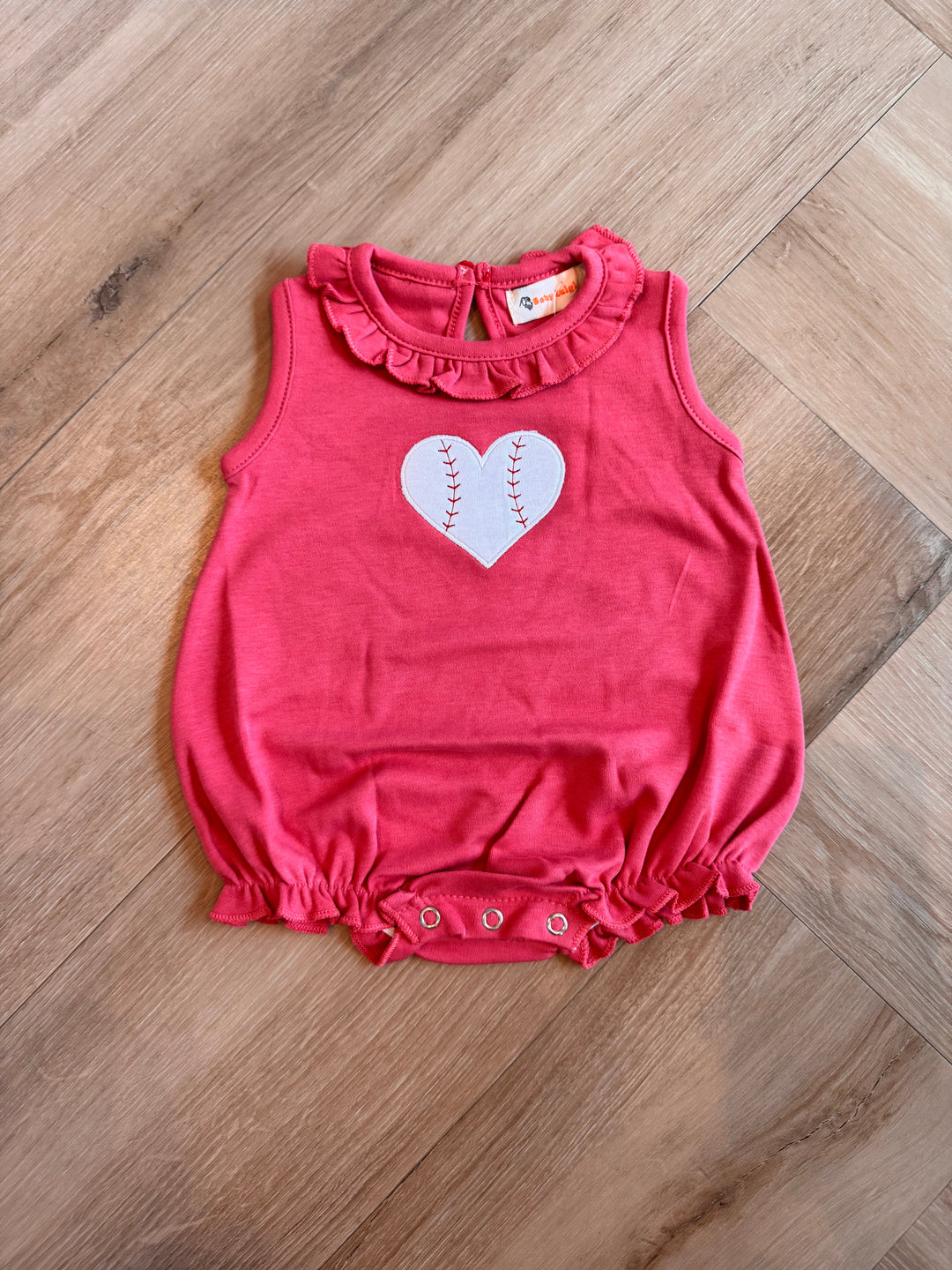 Baseball Heart Ruffle Romper