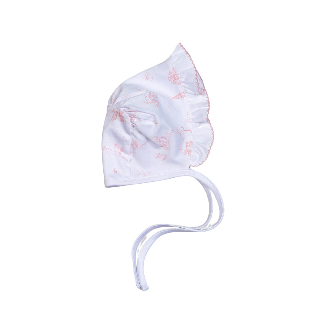 Pink Baby Toile Bonnet