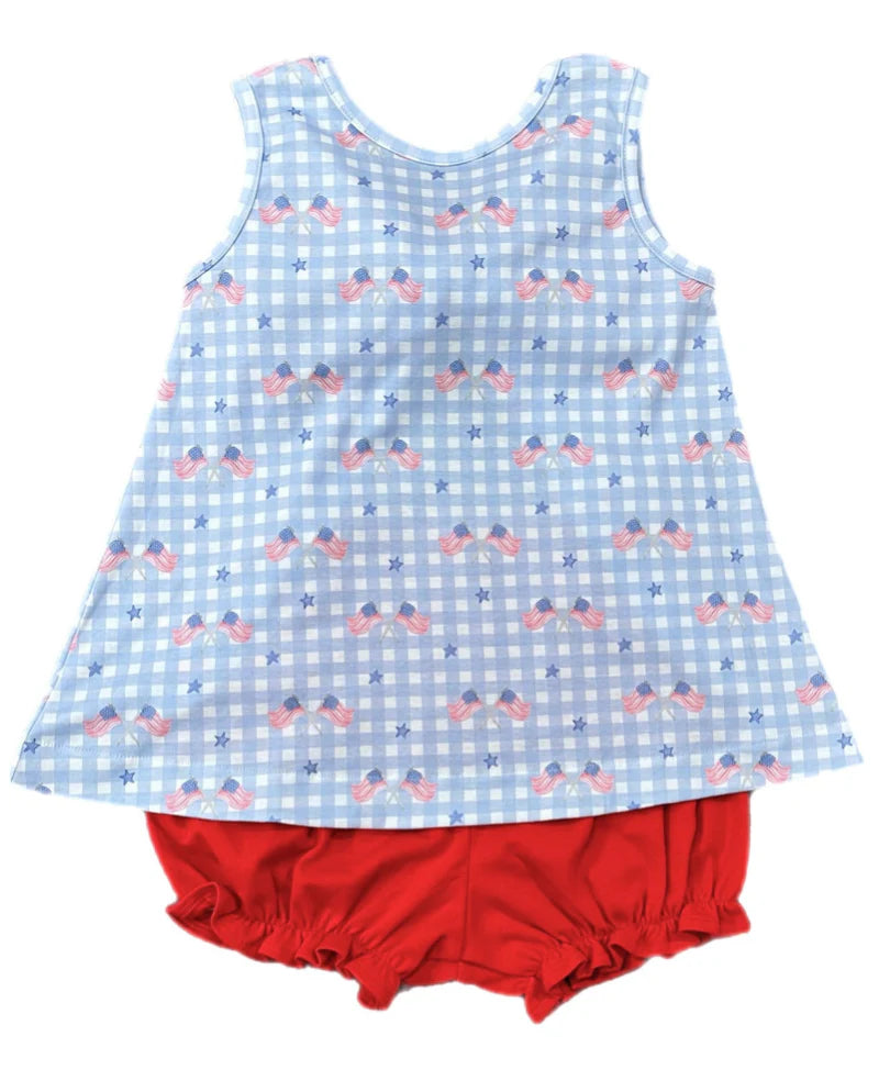 Lottie Bloomer Set-Patriotic Gingham