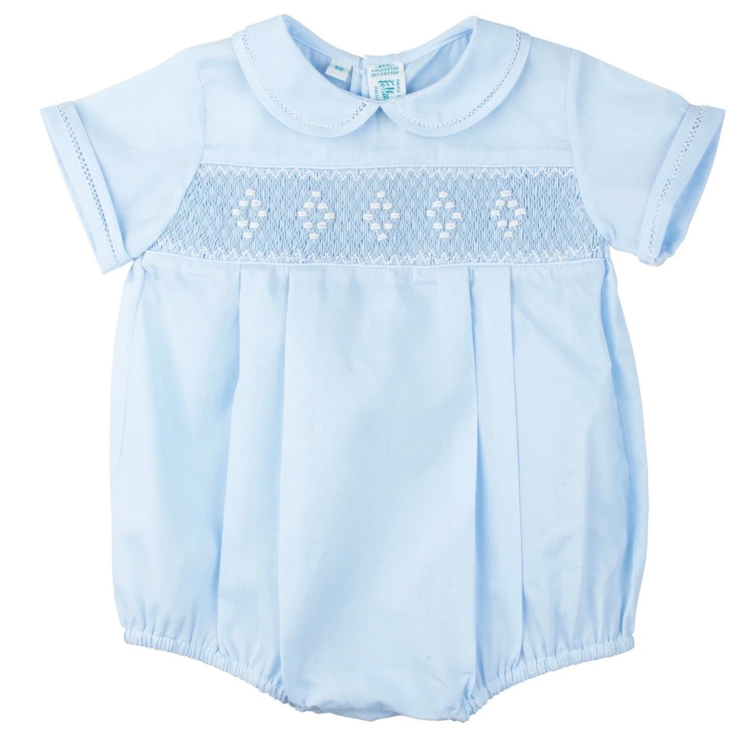 Blue Smocked Emb Diamond Creeper