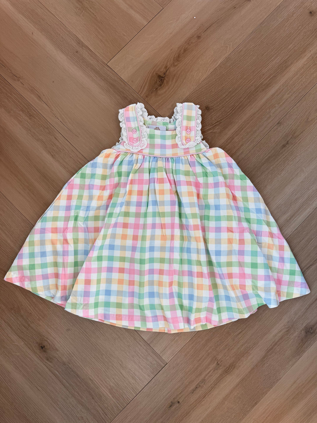 Plaid Eyelet Trim Dress