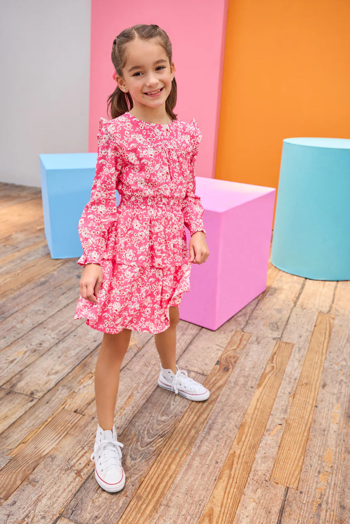 Carleton Dress-Hot Pink Abstract Floral