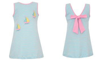 Sailboats Turquoise Stripe Dress