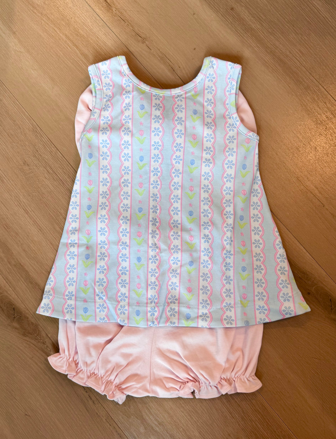 Lottie Bloomer Set-Blue Floral Scallop