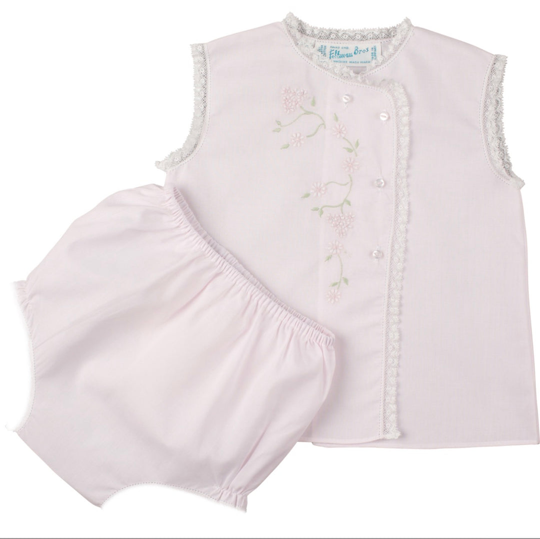 Pink Floral Lace Diaper Set