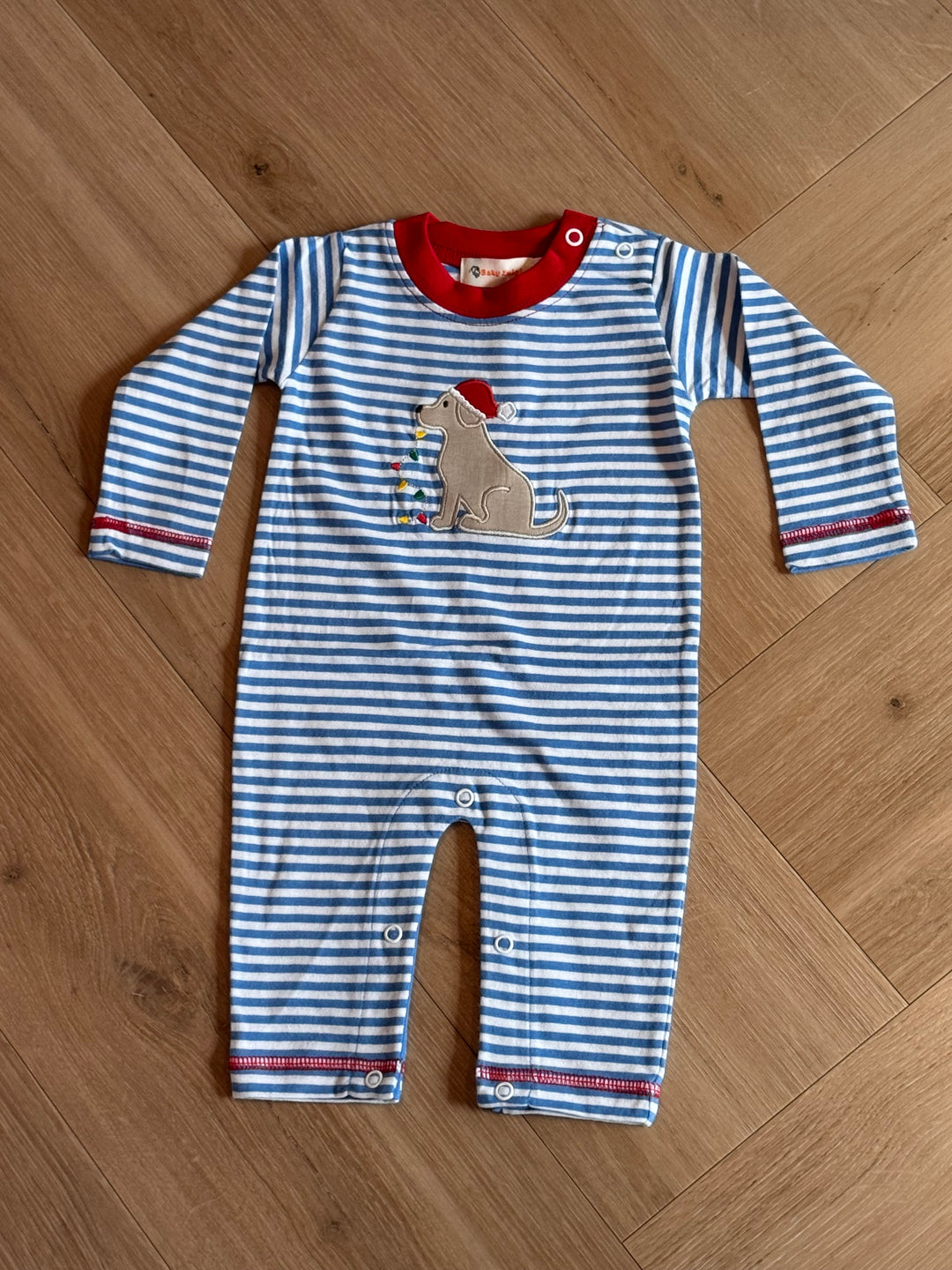 Lab w/Christmas Lights LS Romper