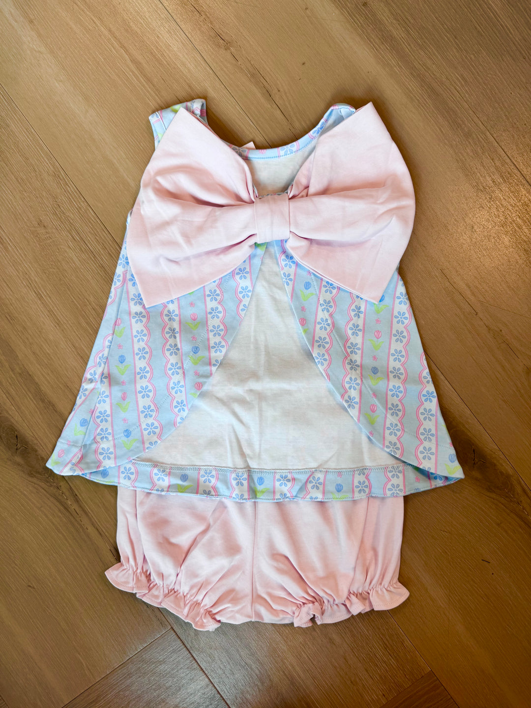Lottie Bloomer Set-Blue Floral Scallop