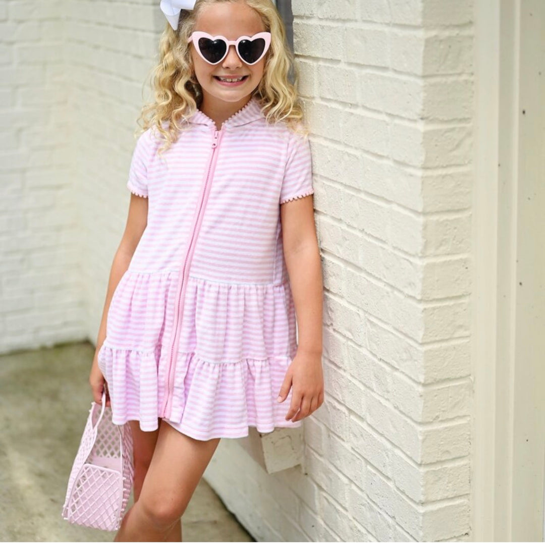 Zip Up Pink Stripe Coverup