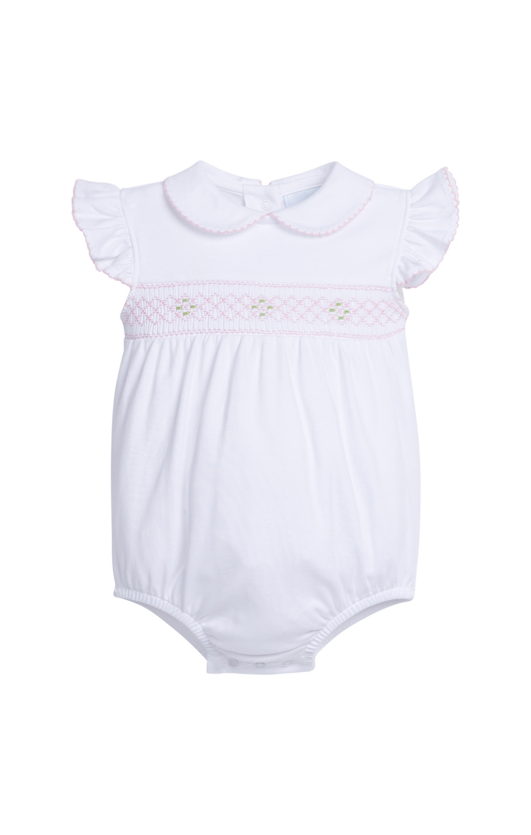 Smocked Angel Sleeve Bubble-Pink Geo