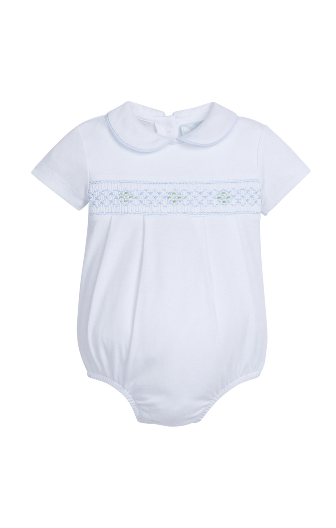 Smocked Peter Pan Bubble-Blue Geo
