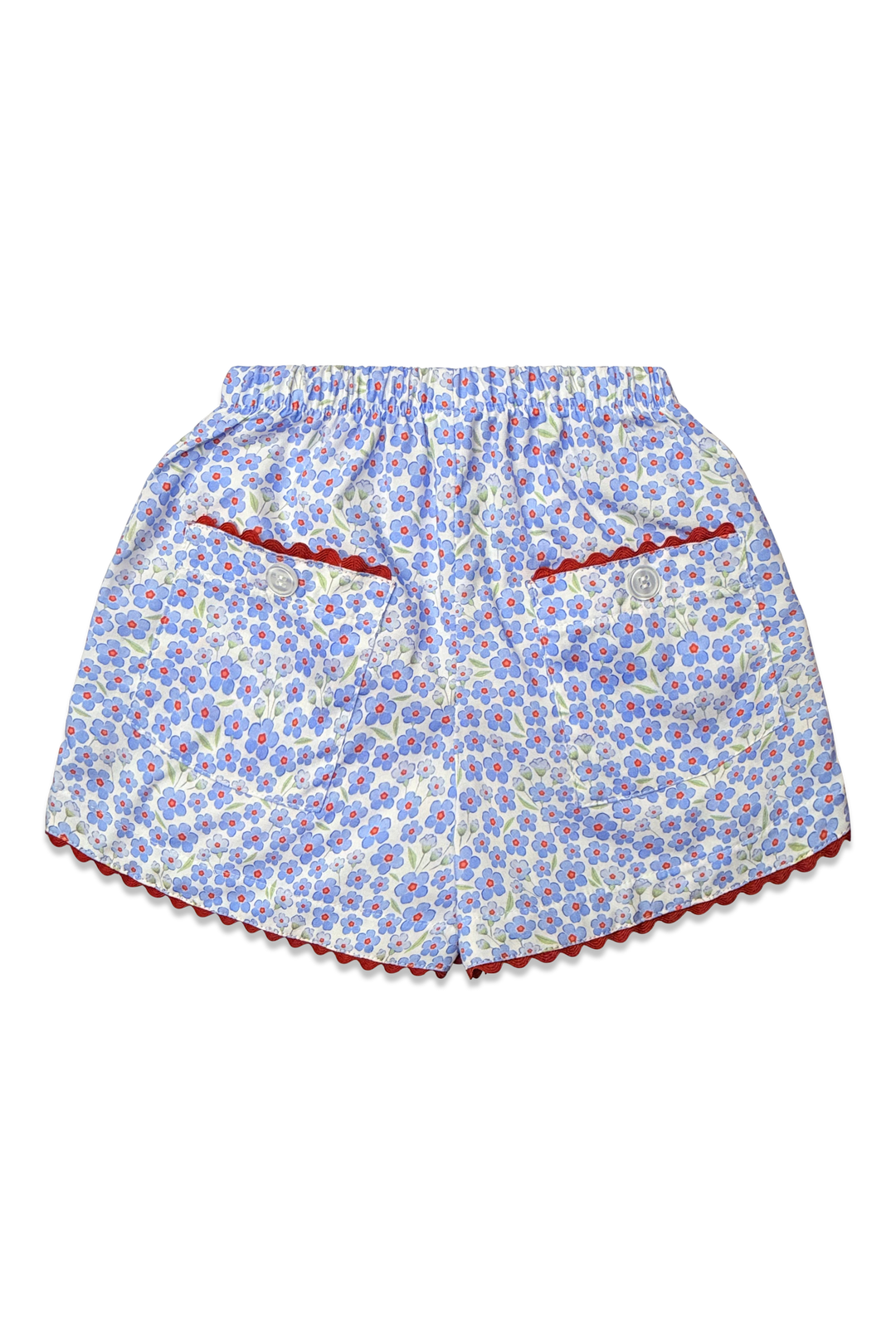 Two Pocket Short-Red White & Bloom Floral