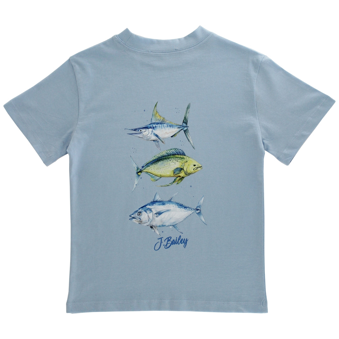 SS Logo Tee-Fish Trio Bayberry