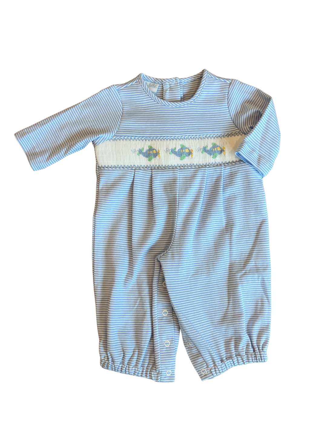 Airplane Blue Stripe Knit Romper