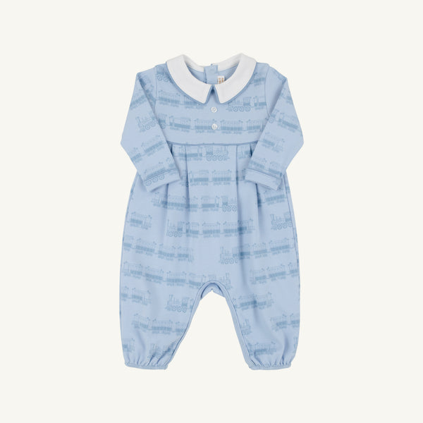 LS Bradford Romper-Blue Choo Choos