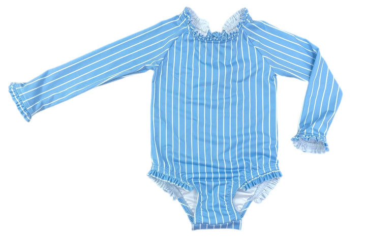 Leighton 1pc Rash Guard Swim-Blue Stripe