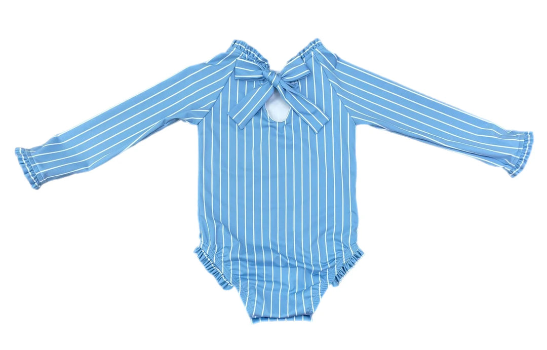 Leighton 1pc Rash Guard Swim-Blue Stripe