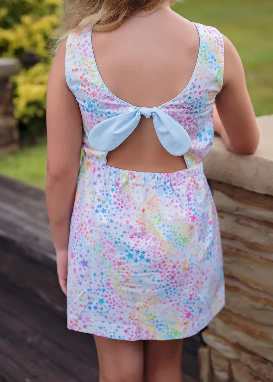 Kristin Knot Dress-Glitter Stars