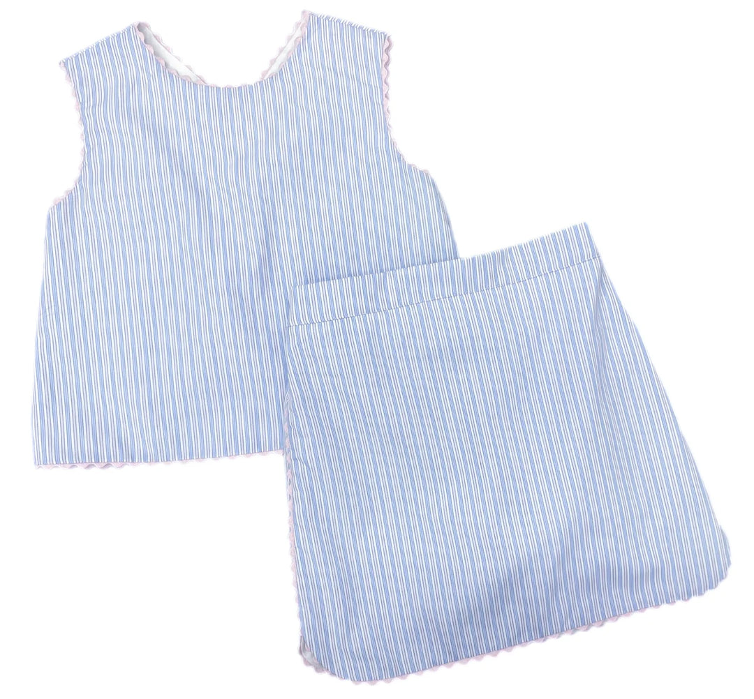 Layla Skort Set-Pink & Blue Stripe