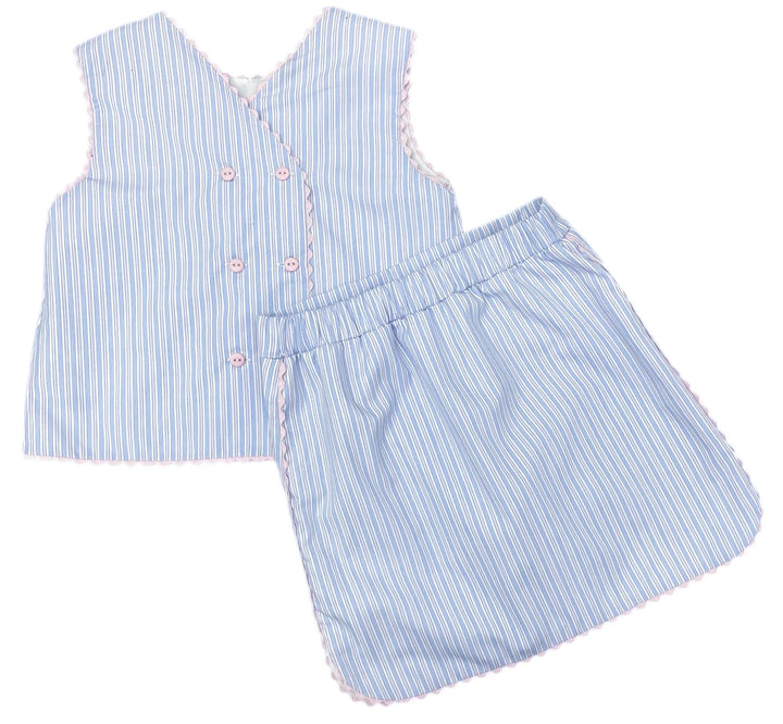 Layla Skort Set-Pink & Blue Stripe