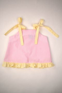 Pink Tie Top Yellow Ruffle