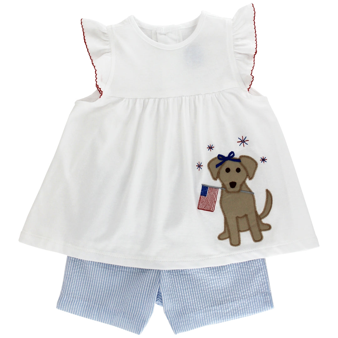 Patriotic Pup Girls Short Set