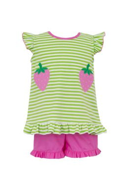 Strawberry Lime Green Knit Short Set