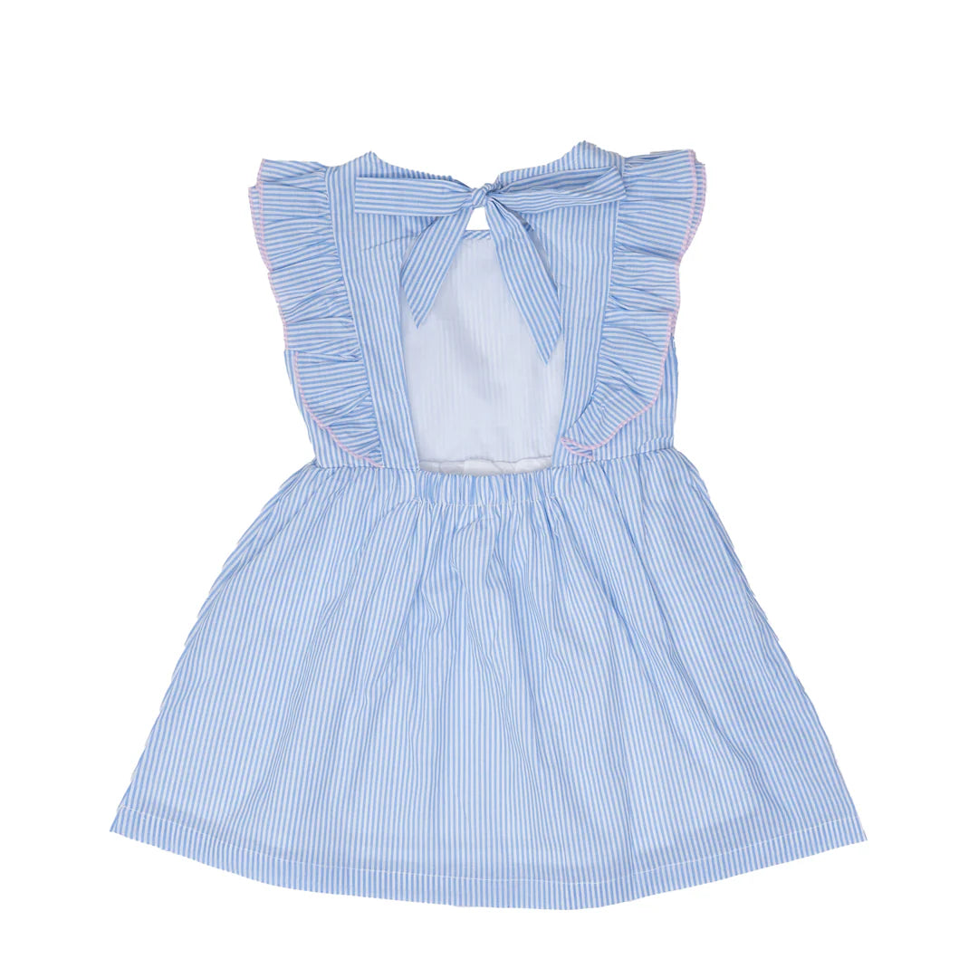 Faye Dress-Lt Blue Stripe w/Pink