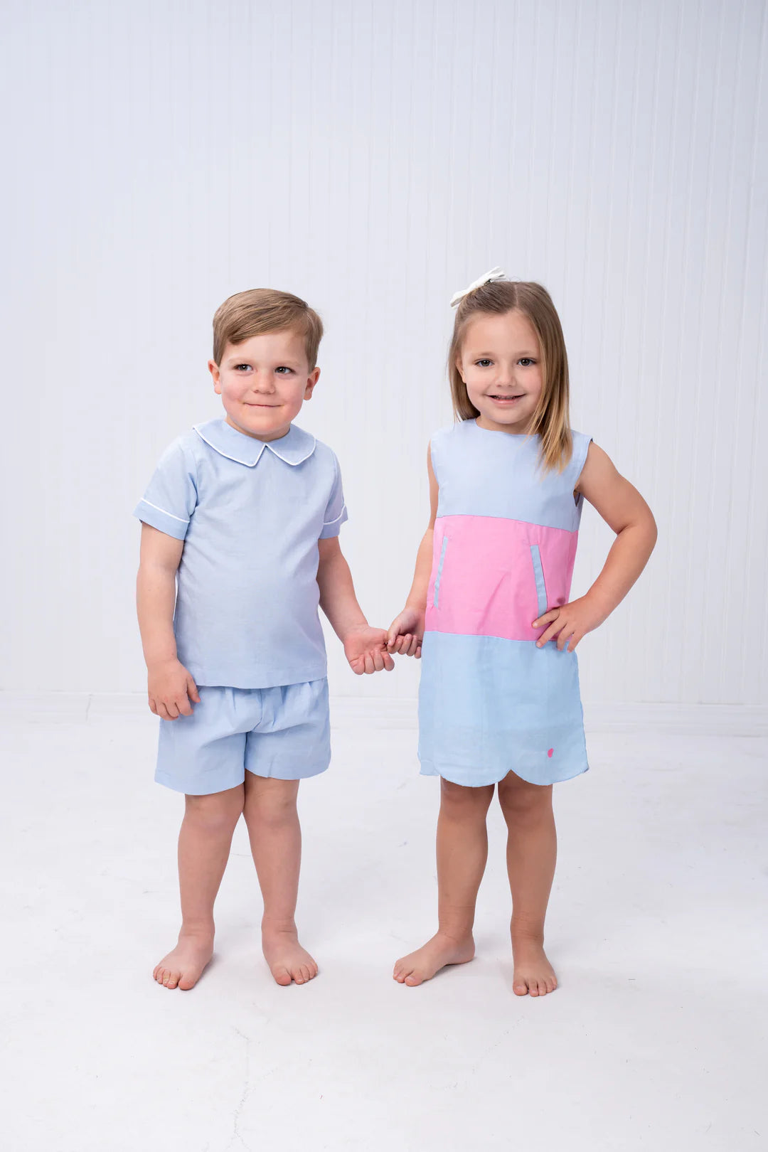 Piper Dress-Blue/Pink Linen