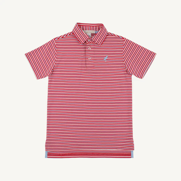 Prim & Proper Polo-Sumner Co Stripe (Richmond Red)