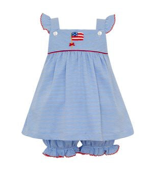 Girls Flag Knit Strap Bloomer Set