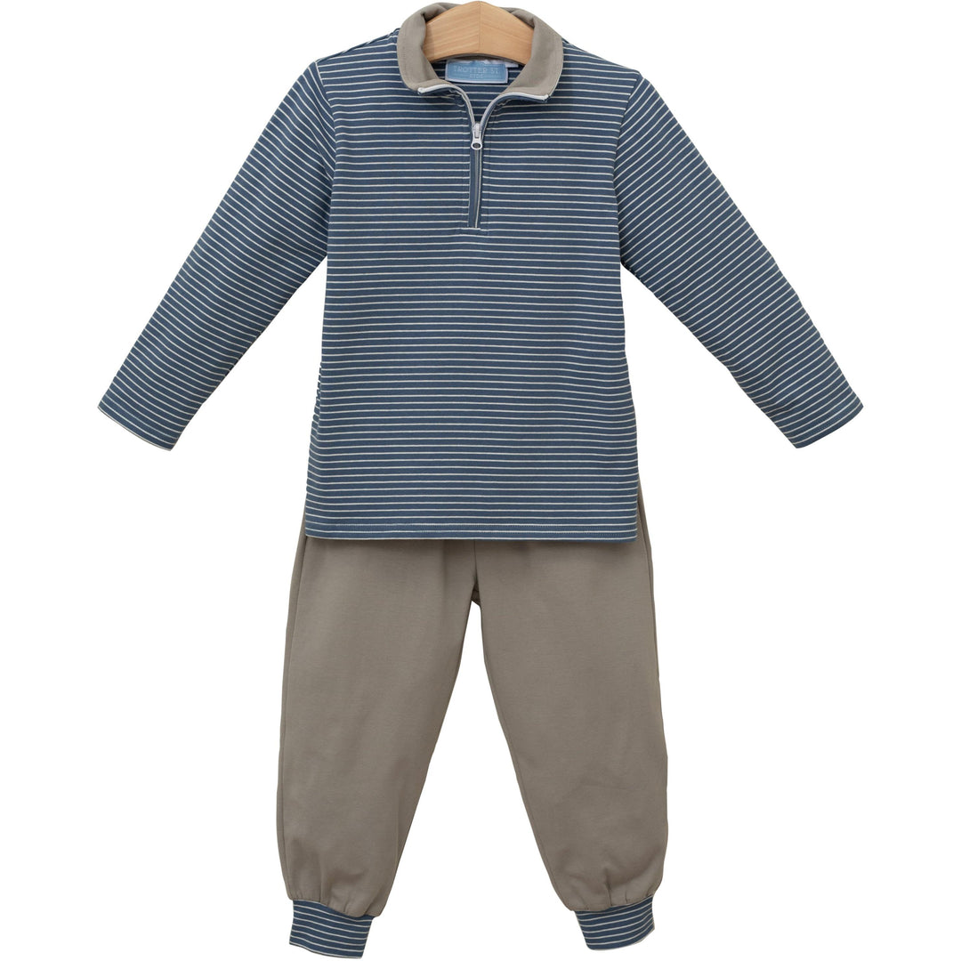 Tucker Pullover Set-Blue Stripe/Beige
