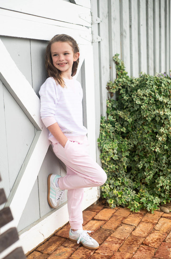 Crew Control Sweatshirt-Pink Tulle Stripe