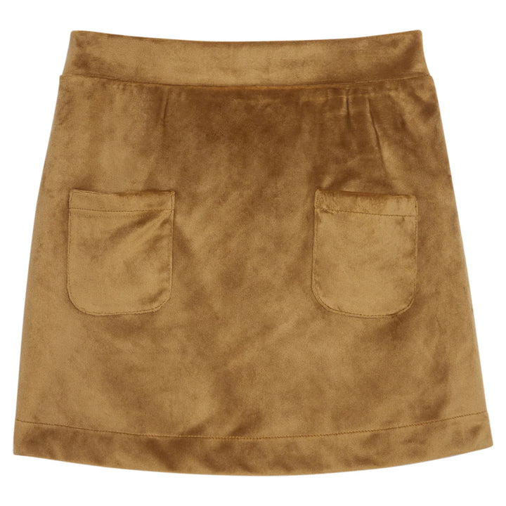 Mini Skort-Brown Faux Suede