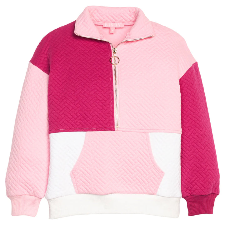 Colorblock Pullover-Pink & Cranberry