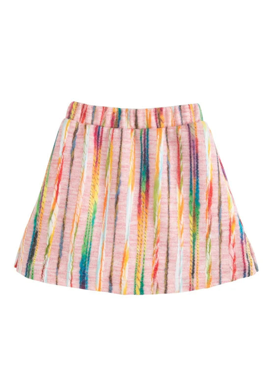 Mini Skirt-Wavy Pink Multi Wool