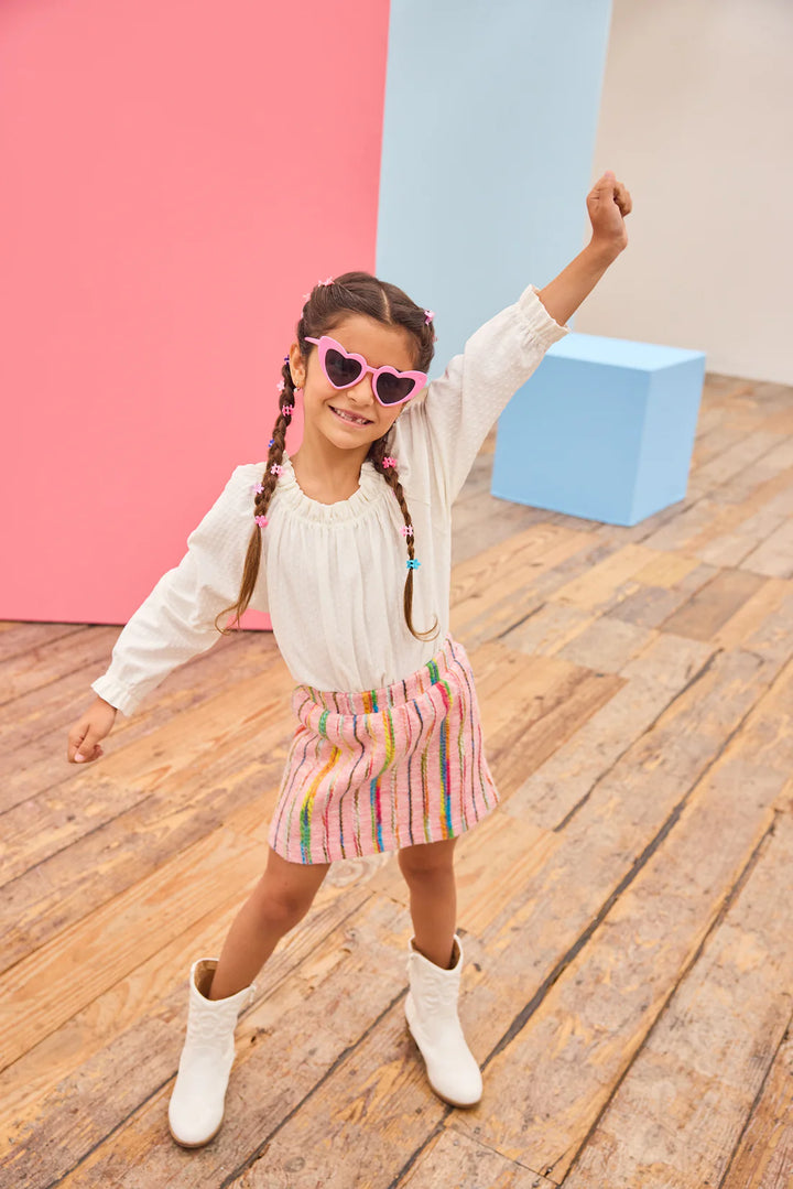 Mini Skirt-Wavy Pink Multi Wool