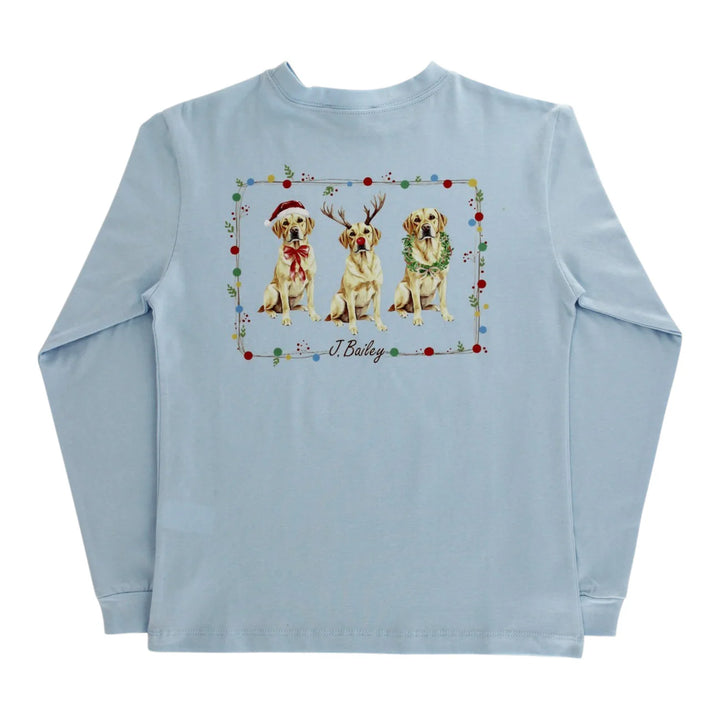 L/S Logo Tee-Christmas Labs (Lt Blue)