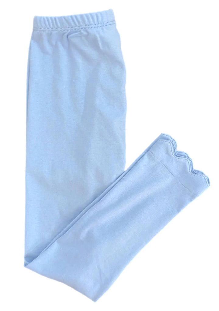 Basic Scalloped Legging-Sky Blue