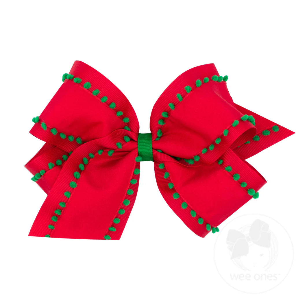 King Pom Pom Bow-Red w/Green