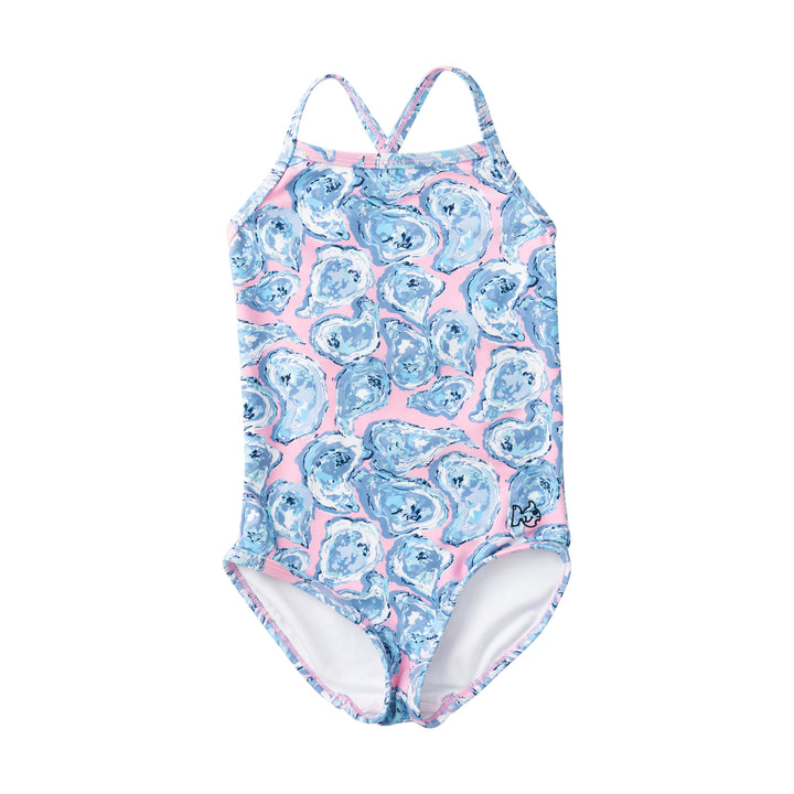 Spring Tides Swimsuit-Bow Back Oyster Print