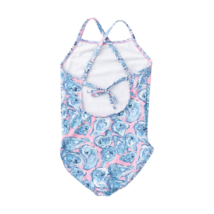 Spring Tides Swimsuit-Bow Back Oyster Print