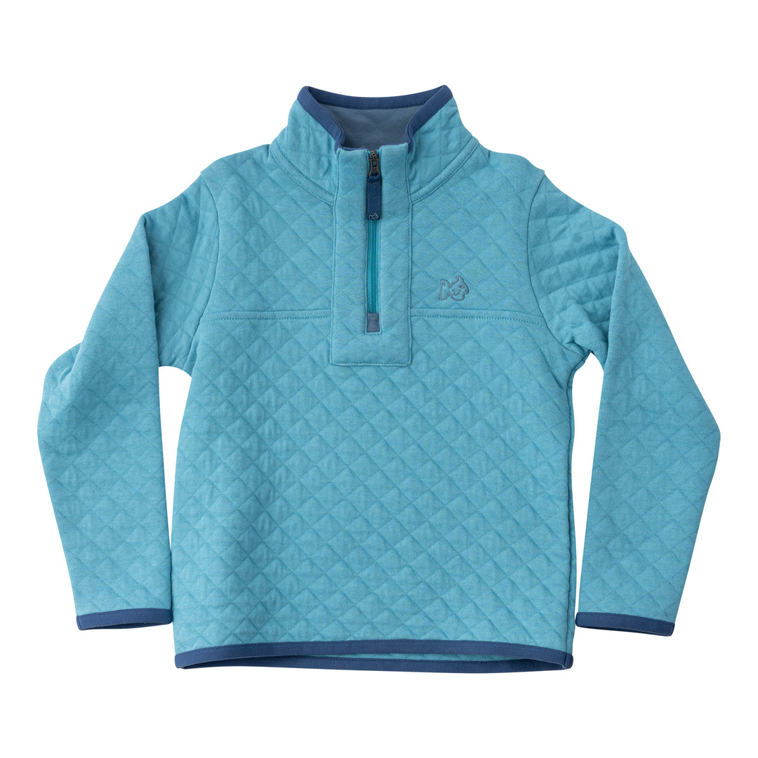 Quilted Zip Pullover Teal