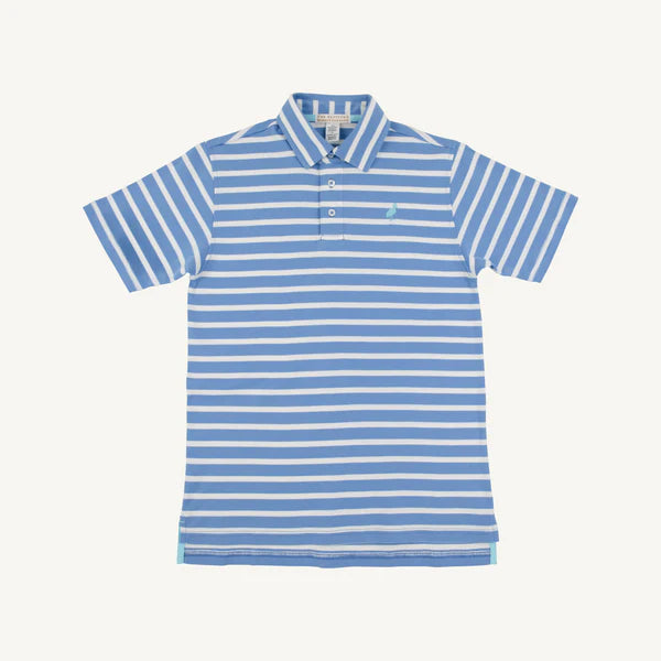 Prim & Proper Polo-Barbados Blue/Belhaven Blue Stripe