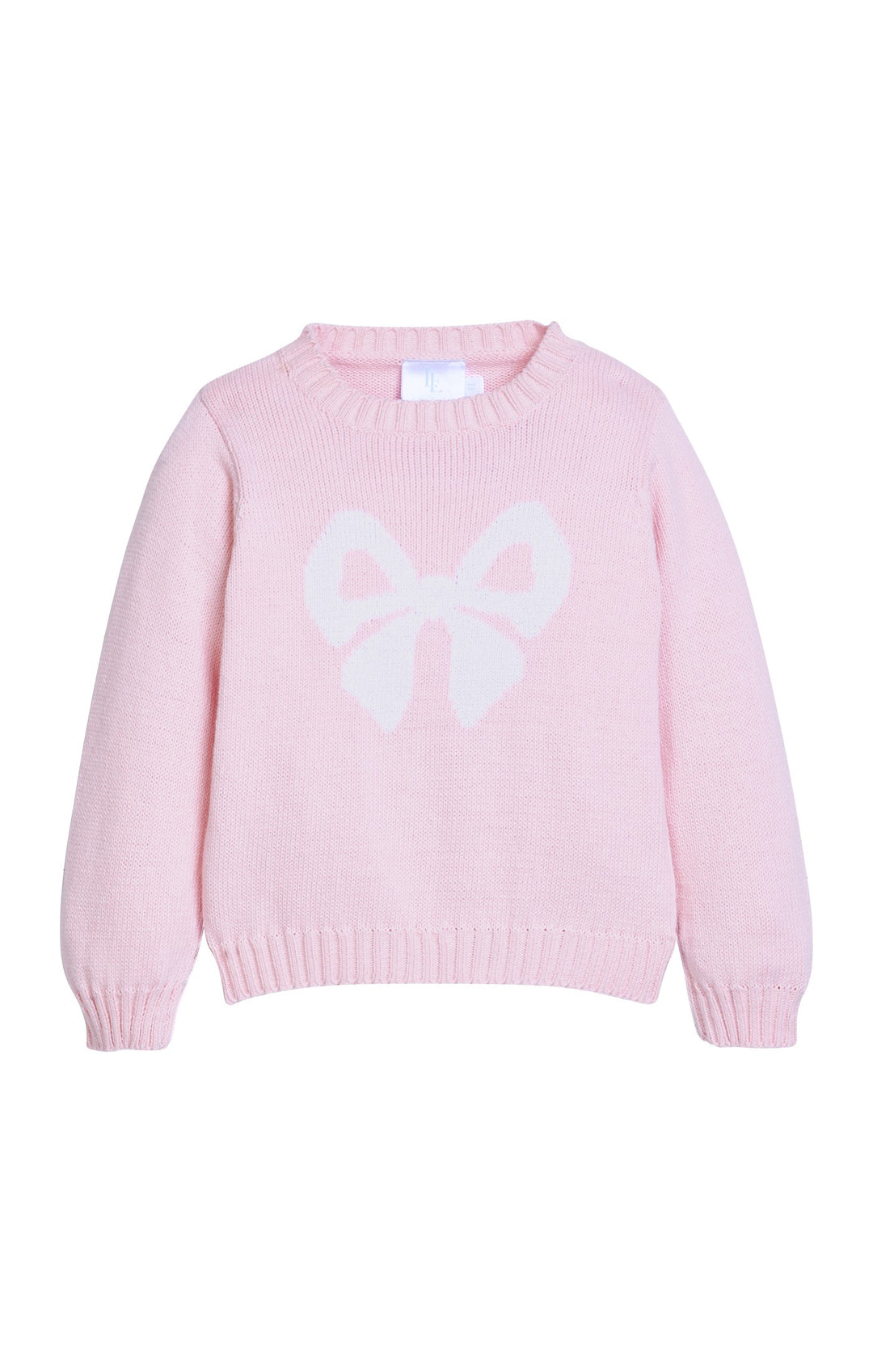 Intarsia Sweater-Lt Pink Bow
