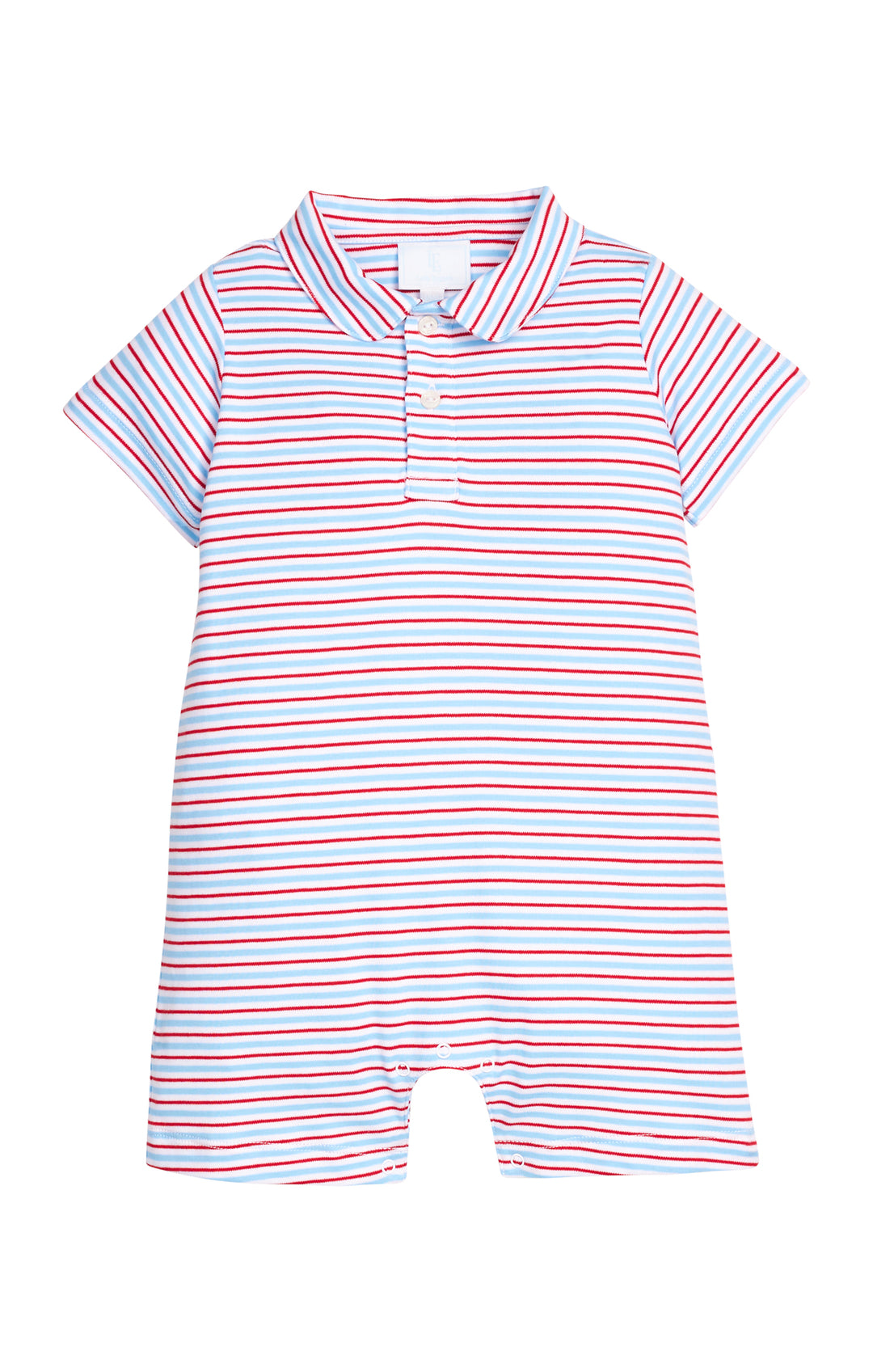 Peter Pan Polo Romper-Primary Stripe